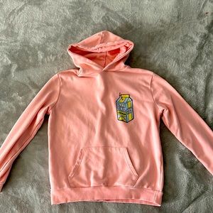 Medium pink Lyrical Lemonade graphic hoodie, kangaroo pocket, relaxed fit.